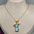 Cadena de Greca en Ambar y Larimar con baño de oro 18K