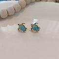 Aretes en baño de oro 18k - Tortuga de Larimar