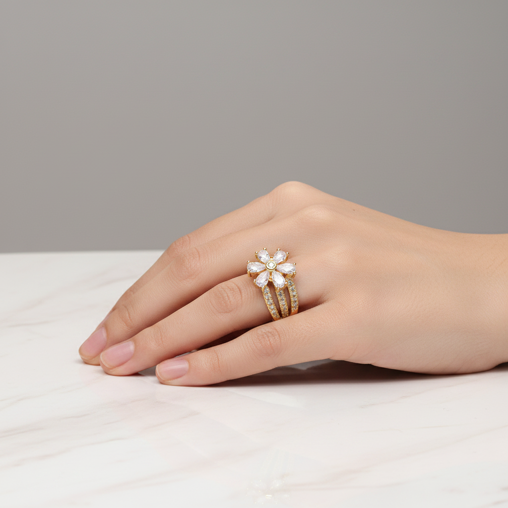Anillo con baño de oro 24k - Amalia