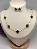 Set 10 trebol en acero inoxidable con baño de oro 18k