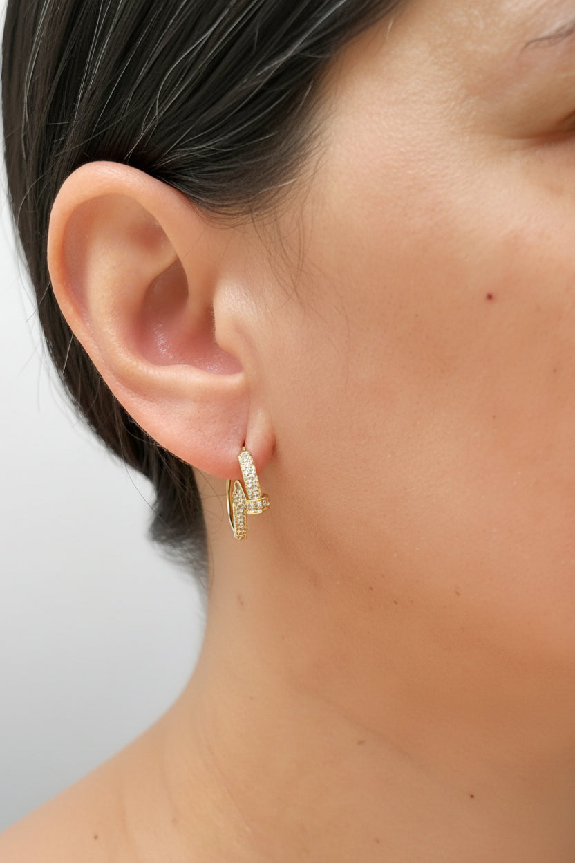 Aretes tipo argollas - Clavo Zircon