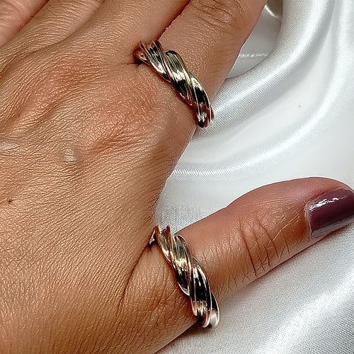 Anillo en baño de oro 24k - Espiral Bicolor