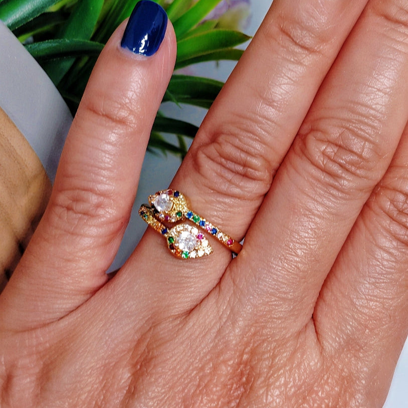 Anillo con baño de oro 24k - Cobra