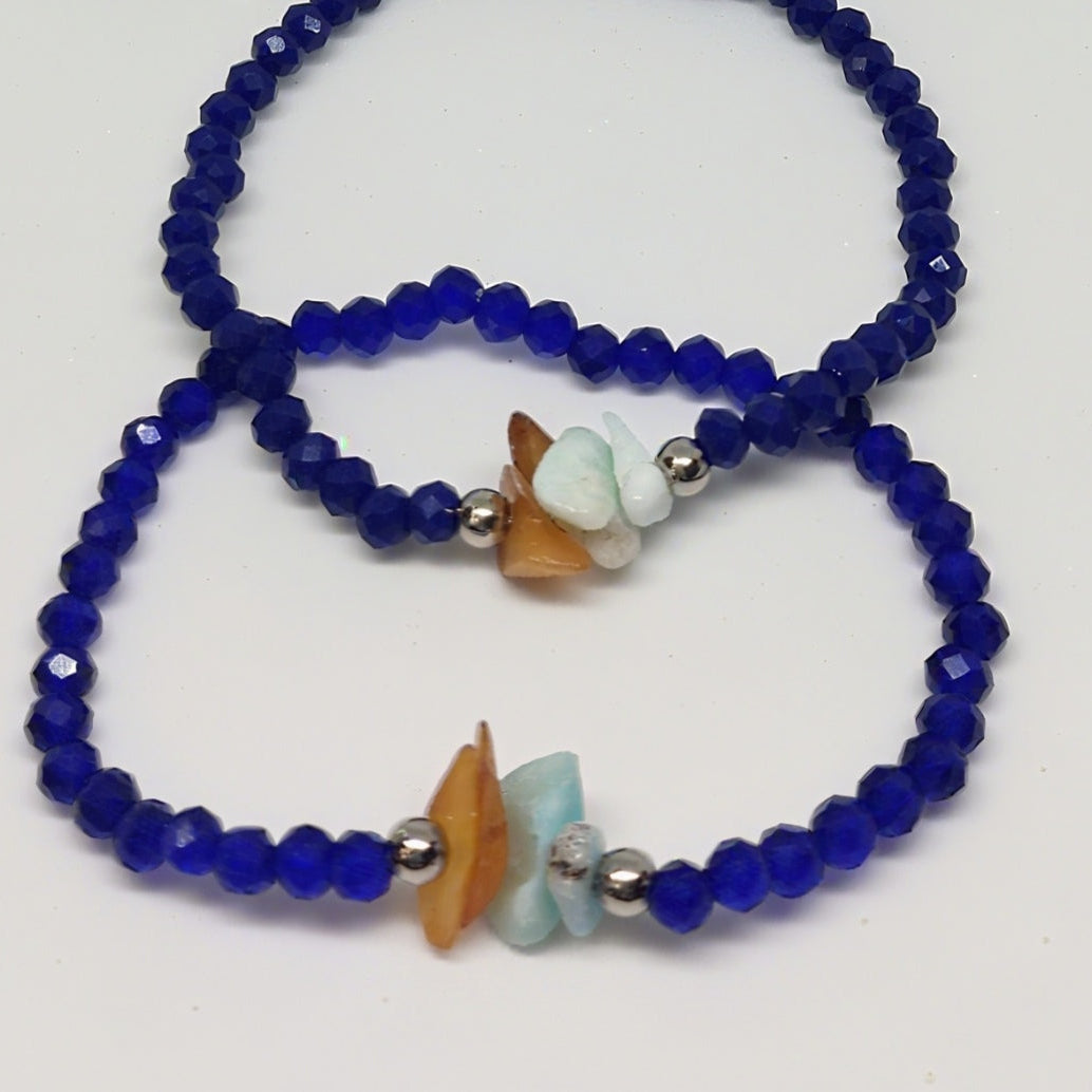 Pulsera de Cristales con Ambar y Larimar