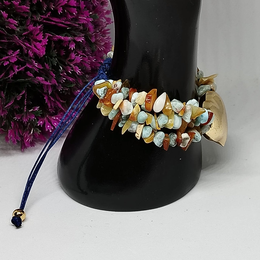 Pulsera Corazón Ambar y Larimar