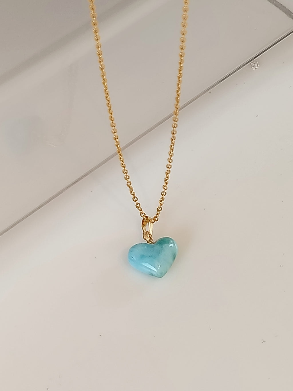 Cadena Corazón en Larimar