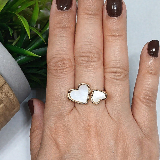 Anillo con baño de oro 24k - Doble Corazón
