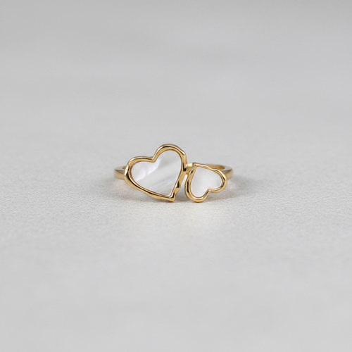 Anillo con baño de oro 24k - Doble Corazón