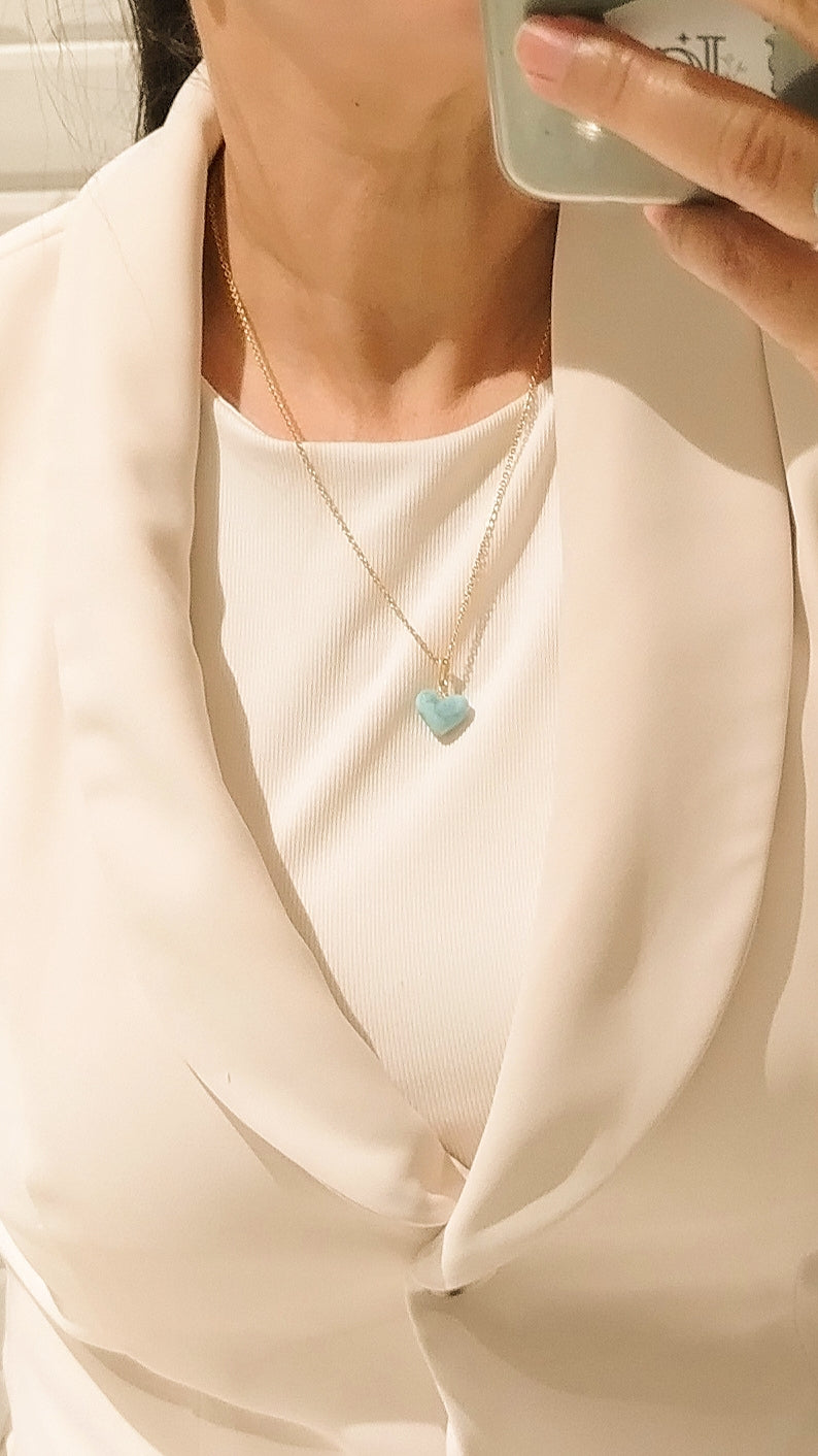 Cadena Corazón en Larimar